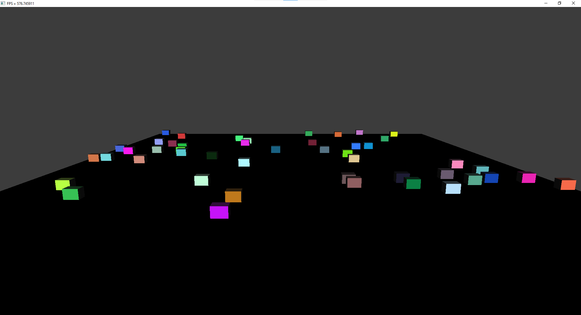 A screenshot of LLPO, showing bouncing cubes